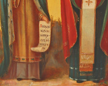 Старинная деревянная икона в киоте «Святая княгиня Ольга и Николай Чудотворец», Россия, нач. 20 в.