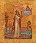 Антикварная деревянная икона «Святая мученица Александра», Россия, 19 в.