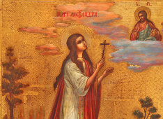 Антикварная деревянная икона «Святая мученица Александра», Россия, 19 в.