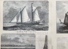 Старинная гравюра «Морские промыслы», бумага, Брокгауз и Ефрон​, Санкт-Петербург, 1900-е