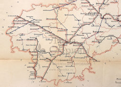 Старинная почтово-телеграфная карта Калужской губернии, картографич. зав. П. Ф. Петш, Санкт-Петербург, 1900-е
