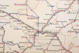 Старинная почтово-телеграфная карта Калужской губернии, картографич. зав. П. Ф. Петш, Санкт-Петербург, 1900-е