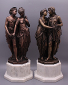 Парные скульптуры «Влюбленные», шпиатр, мрамор, Европа, начало 20 века