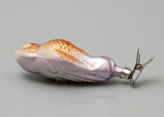 Стеклянная игрушка для ёлки на прищепке «Сова», СССР, 1950-е