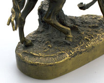 Старинная скульптура из бронзы «Царский сокольничий», Россия, 19 век, скульптор Напс Е. И.