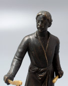 Антикварная бронзовая статуэтка на мраморной подставке «Петр Первый с топором», Россия, 19 век