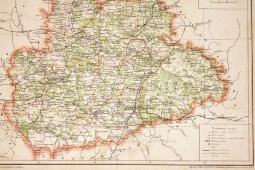 Карта Пензенской губернии царской России, бумага, багет, к. 19 в., н. 20 в.