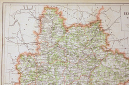 Карта Пензенской губернии царской России, бумага, багет, к. 19 в., н. 20 в.
