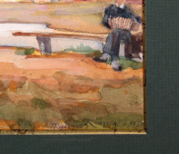 Картина пейзаж «Углич», художник Д. А. Колупаев, бумага, акварель, живопись СССР, 1950 г.