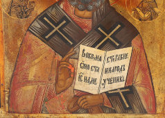 Старинная деревянная икона Николая Чудотворца с серебрением, Среднее Поволжье, кон. 19 в.