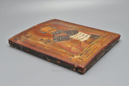 Старинная деревянная икона Николая Чудотворца с серебрением, Среднее Поволжье, кон. 19 в.