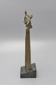 Наградная статуэтка, стела «Политический профиль-99», бронза, камень, Россия, 1999 г.