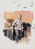 Акварельный эскиз из серии «Пионеры-герои», иллюстрация для книги 
