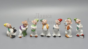 Комплект статуэток «Белоснежка и семь гномов», фарфоровая мануфактура Herend, Венгрия, 1970-80 гг.