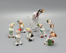 Комплект статуэток «Белоснежка и семь гномов», фарфоровая мануфактура Herend, Венгрия, 1970-80 гг.