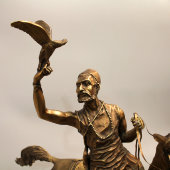 Антикварная бронзовая скульптура «Всадник с птицей», автор P. J. Mene (Пьер Жюль Мене), Франция, 19 век