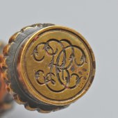 Старинная личная печать с растительным декором, бронза, Европа, кон. 19, нач. 20 вв.