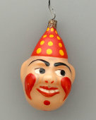 Новогодняя елочная игрушка «Клоун», стекло, СССР, 1930-50 гг.