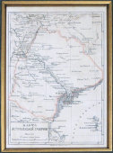 Карта Астраханской губернии Российской империи, бумага, багет, к. 19 в., н. 20 в.