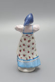 Статуэтка «Плясунья» в синем платке, редкий вариант росписи, скульптор Велихова С. Б., фарфор ЛФЗ, 1950-60 гг.