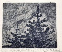 Графический рисунок «Ёлочки», художник В. А. Филиппов, бумага, офорт, 1921 г.