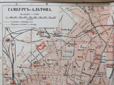 Старинная карта «Гамбург-Альтона», Большая энциклопедия, масштаб 1:17 500, Санкт-Петербург, 1900-е