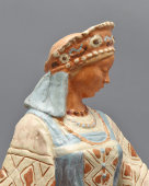 Советская интерьерная скульптура «Плясунья в сарафане и кокошнике», керамика, Гжель, 1950-60 гг.