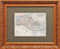 Старинная дореволюционная карта Подольской губернии России, бумага, багет, к. 19 в.