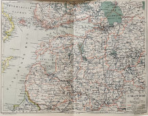 Старинная карта «Прибалтийский край Российской империи», Большая энциклопедия, масштаб 1:3 700 000, Санкт-Петербург, 1900-е