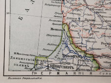 Старинная карта «Прибалтийский край Российской империи», Большая энциклопедия, масштаб 1:3 700 000, Санкт-Петербург, 1900-е