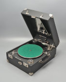 Винтажный европейский портативный граммофон (патефон) Parlophone Lindex, Англия, 1920-30 гг.