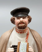 Старинная фарфоровая статуэтка «Гармонист», бисквит, Гарднер, 1880-е годы