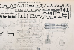 Старинная гравюра «Фасонные железо и сталь», бумага, Брокгауз и Ефрон​, Санкт-Петербург, 1900-е