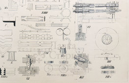 Старинная гравюра «Фасонные железо и сталь», бумага, Брокгауз и Ефрон​, Санкт-Петербург, 1900-е