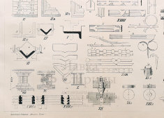 Старинная гравюра «Фасонные железо и сталь», бумага, Брокгауз и Ефрон​, Санкт-Петербург, 1900-е