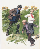Акварельный рисунок-эскиз к иллюстрации в книге из серии «Пионеры-герои»