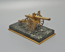 Старинная кабинетная статуэтка «Полевая пушка», бронза, камень, Европа, 19 в.