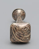 Старинная личная печать с цветочным декором, белый металл, Европа, кон. 19, нач. 20 вв.