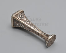 Старинная личная печать с цветочным декором, белый металл, Европа, кон. 19, нач. 20 вв.