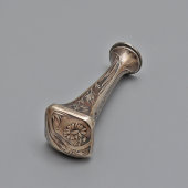 Старинная личная печать с цветочным декором, белый металл, Европа, кон. 19, нач. 20 вв.