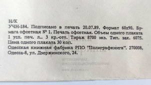 Учебный плакат «Основные узлы стенда БС-132000 и приспособления для правки и закрепления кузовов» из серии «Ремонт кузовов и кабин легковых автомобилей», худ. Белопольский Ю. С., изд-во «Высшая школа», Одесса, 1990 г.