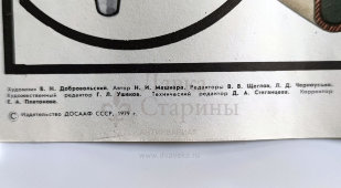 Учебный плакат «Стеклоочиститель и омыватель» из серии «Система питания и оборудования автомобиля», худ. Добровольский В. Н., изд-во ДОСААФ СССР, Одесса, 1979 г.