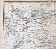 Старинная карта Псковской губернии Российской империи, бумага, багет, к. 19 в.