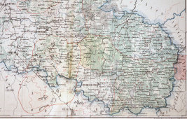 Старинная карта Псковской губернии Российской империи, бумага, багет, к. 19 в.