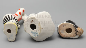 Комплект статуэток по сюжету русской народной сказки​ «Курочка Ряба», скульптор Киселев А. А., фарфор, ЛЗФИ, 1956-67 гг.