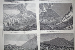 Старинная гравюра «Вулканы»