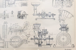 Старинная гравюра «Мукомольные мельницы», бумага, Брокгауз и Ефрон​, Санкт-Петербург, кон. 19, нач. 20 вв.