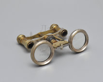 Старинный складной театральный карманный бинокль, латунь, стекло, Европа, 1900-е