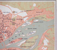 Старинный план-карта Риги с окрестностями, бумага, багет, к. 19 в., н. 20 в.