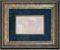 Старинный план-карта Риги с окрестностями, бумага, багет, к. 19 в., н. 20 в.